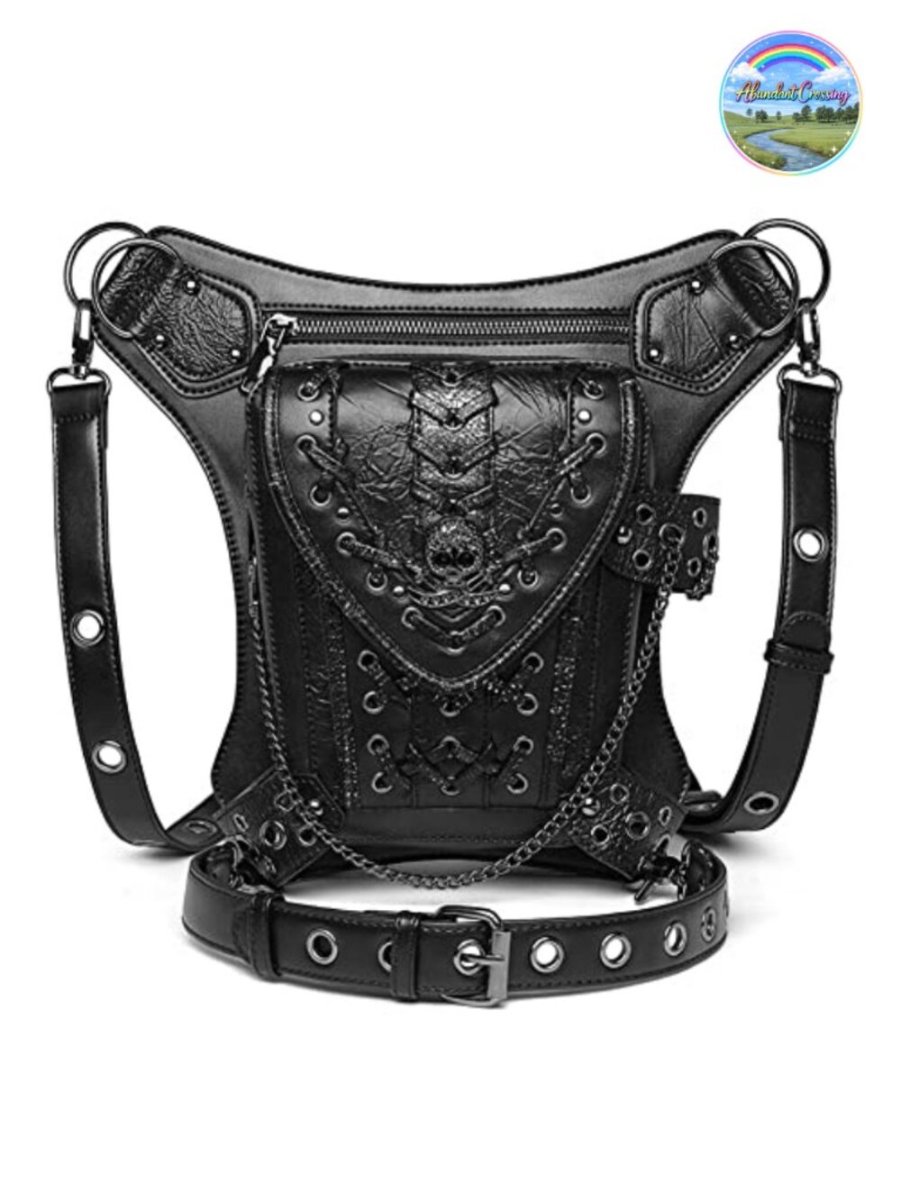 PU Leather Waist Bag Fanny Pack Gothic Steampunk Crossbody Shoulder Pouch